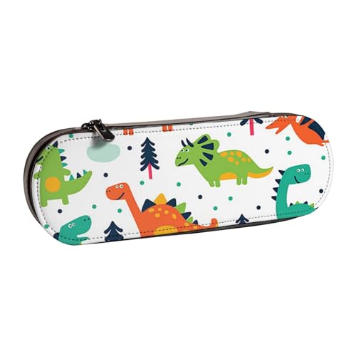 IguaTu Lustiges Kaninchen-Hartschalen-Federmäppchen und Make-up-Organizer – wasserdichte Kosmetikpinseltasche mit Reißverschluss, kompakte Reise-Stifttasche für Schule, Büro, Bunte Dinosaurier von IguaTu