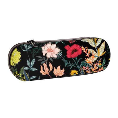 IguaTu Lustiges Kaninchen-Hartschalen-Federmäppchen und Make-up-Organizer – wasserdichte Kosmetikpinseltasche mit Reißverschluss, kompakte Reise-Stifttasche für Schule, Büro, Buntes Boho-Blumenmuster von IguaTu