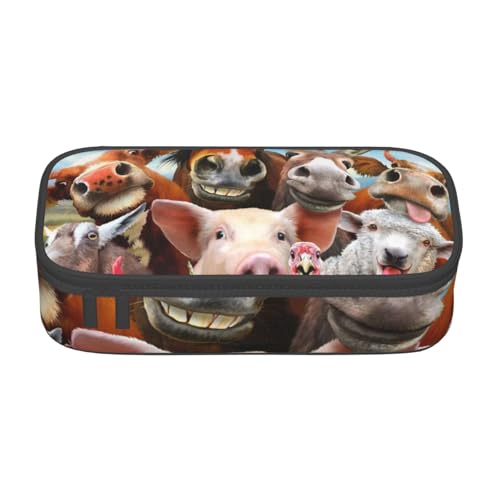 IguaTu Magisches Federmäppchen für E-Gitarre, große Kapazität, für Schule, Schreibwaren-Organizer-Tasche mit Fächern, Reißverschlusstasche, Bauernhoftiere, Einheitsgröße, Kosmetikkoffer von IguaTu