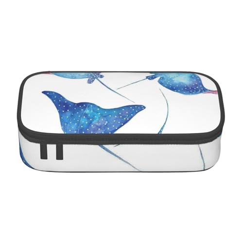 IguaTu Magisches Federmäppchen für E-Gitarre, große Kapazität, für Schule, Schreibwaren-Organizer-Tasche mit Fächern, Reißverschlusstasche, Meerestiere Stachelrochen, Einheitsgröße, Kosmetikkoffer von IguaTu