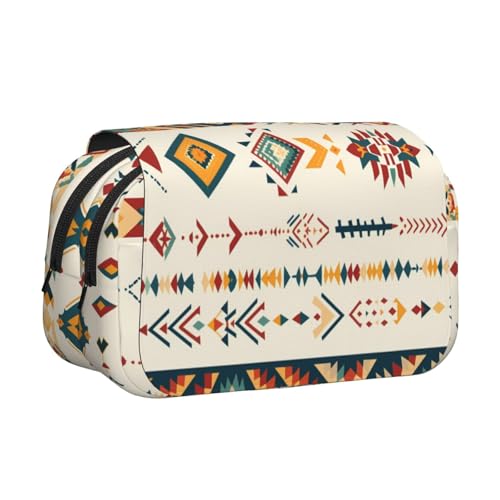 IguaTu Many Foxes Federmäppchen, doppellagig, Oxford-Stoff, Stifteetui mit Reißverschluss und Klappe, große Kapazität, Schreibwarentasche für Schule, Büro, Reisen, Indianer, Einheitsgröße von IguaTu