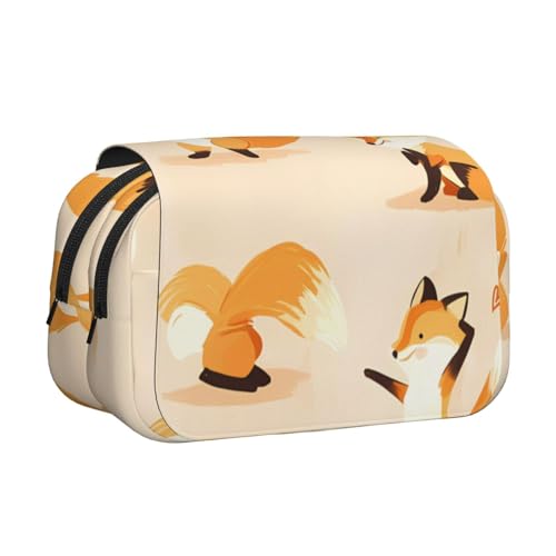 IguaTu Many Foxes Federmäppchen, doppellagig, Oxford-Stoff, Stifteetui mit Reißverschluss und Klappe, große Kapazität, Schreibwarentasche für Schule, Büro, Reisen, Viele Füchse, Einheitsgröße von IguaTu