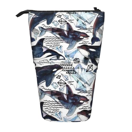 IguaTu Many Zombie Erweiterbares Federmäppchen, Teleskop-Schreibwaren-Organizer, strapazierfähiges Oxford-Gewebe, Mehrzweck-Tasche für Stifte, Make-up, Killerwal, Einheitsgröße, Kosmetikkoffer von IguaTu