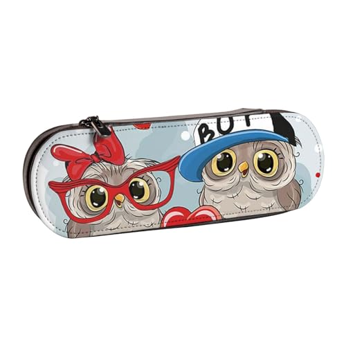 IguaTu Mid Century Modernes Hartschalen-Federmäppchen und Make-up-Organizer – wasserdichte Kosmetikpinseltasche mit Reißverschluss, kompakte Reise-Stifttasche für Schule, Büro, Eulenmotiv von IguaTu