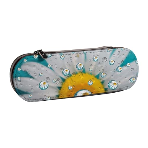 IguaTu Mid Century Modernes Hartschalen-Federmäppchen und Make-up-Organizer – wasserdichte Kosmetikpinseltasche mit Reißverschluss, kompakte Reise-Stifttasche für Schule, Büro, Gänseblümchen von IguaTu