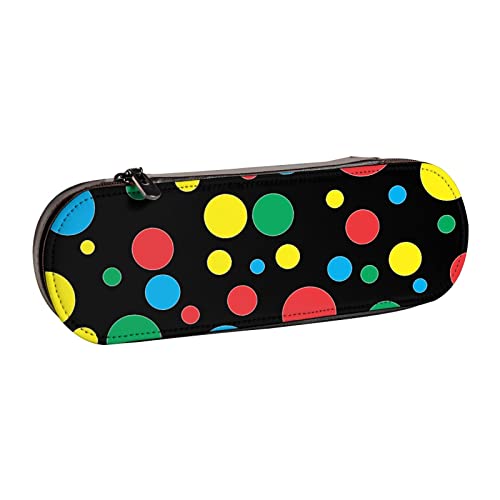 IguaTu Mid Century Modernes Hartschalen-Federmäppchen und Make-up-Organizer – wasserdichte Kosmetikpinseltasche mit Reißverschluss, kompakte Reise-Stifttasche für Schule, Büro, Twister Polka Dots von IguaTu