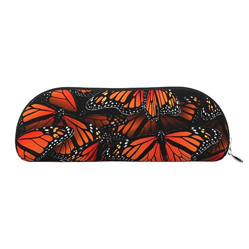 IguaTu Monarch Schmetterlinge Leder Federmäppchen Kosmetiktasche mit glattem Reißverschluss Münztasche Büro Schreibwaren Organizer, silber, Einheitsgröße, Schulranzen von IguaTu