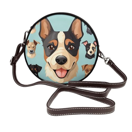 IguaTu Norwegian Fjords Runde Leder-Umhängetasche für Damen mit abnehmbarem Riemen, stilvolle Crossbody-Kreis-Geldbörse, Hunde-Symbol, Einheitsgröße IguaTu Norwegian Fjords Runde Leder-Umhängetasche für Damen mit abnehmbarem Riemen, stilvolle Crossbody-Kreis-Geldbörse, Hunde-Symbol, Einheitsgröße von IguaTu