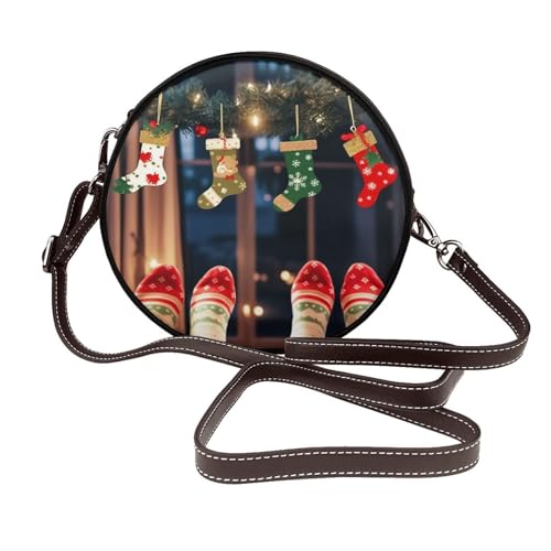 IguaTu Norwegian Fjords Runde Leder-Umhängetasche für Damen mit abnehmbarem Riemen, stilvolle Crossbody-Kreis-Geldbörse, Weihnachtssocken, Weihnachtsfeier, Einheitsgröße IguaTu Norwegian Fjords Runde Leder-Umhängetasche für Damen mit abnehmbarem Riemen, stilvolle Crossbody-Kreis-Geldbörse, Weihnachtssocken, Weihnachtsfeier, Einheitsgröße von IguaTu