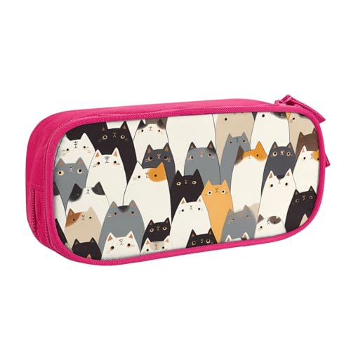 IguaTu Orange Cats Federmäppchen mit großer Kapazität – Doppelschichtiger Schreibwaren-Organizer für Schule, Büro, Reisen, rose, Einheitsgröße, Kosmetikkoffer von IguaTu