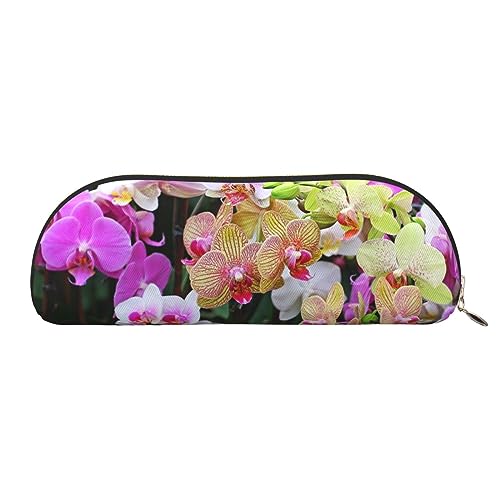 IguaTu Orchideen Leder Federmäppchen - Kosmetiktasche mit glattem Reißverschluss - Münztasche - Büro Schreibwaren Organizer, gold, Einheitsgröße, Schulranzen von IguaTu