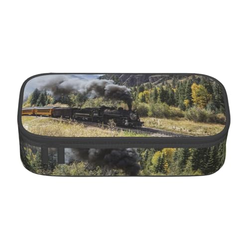 IguaTu Pferde Große Kapazität Federmäppchen für Schule Schreibwaren Organizer Tasche mit Fächern Reißverschlusstasche, Dampflokomotive Zug, Einheitsgröße, Kosmetikkoffer von IguaTu