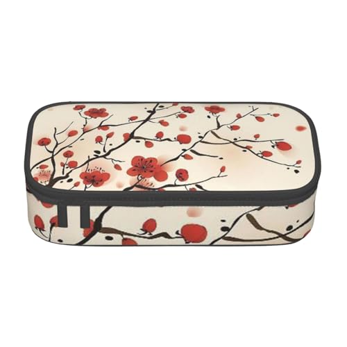 IguaTu Pferde Große Kapazität Federmäppchen für Schule Schreibwaren Organizer Tasche mit Fächern Reißverschlusstasche, Japanisches Frühlings-Pflaumenblumen, Einheitsgröße, Kosmetikkoffer von IguaTu