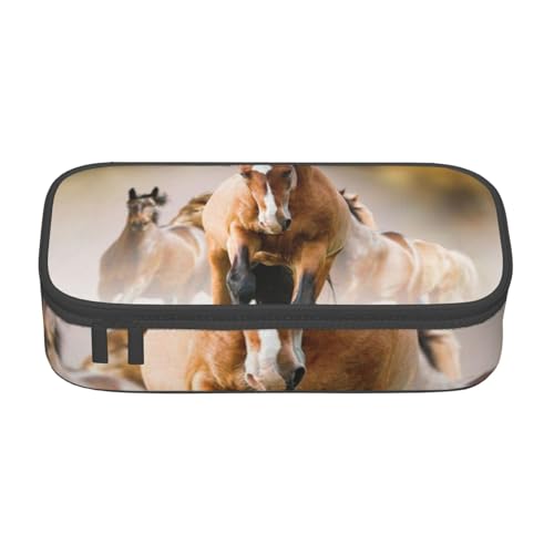 IguaTu Pferde Große Kapazität Federmäppchen für Schule Schreibwaren Organizer Tasche mit Fächern Reißverschlusstasche, Pferde, Einheitsgröße, Kosmetikkoffer von IguaTu