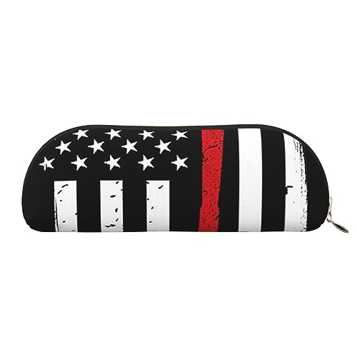 IguaTu Red Line Feuerwehrmann USA Flagge Leder Federmäppchen Kosmetiktasche mit glattem Reißverschluss Münzbeutel Büro Schreibwaren Organizer, gold, Einheitsgröße, Schulranzen von IguaTu