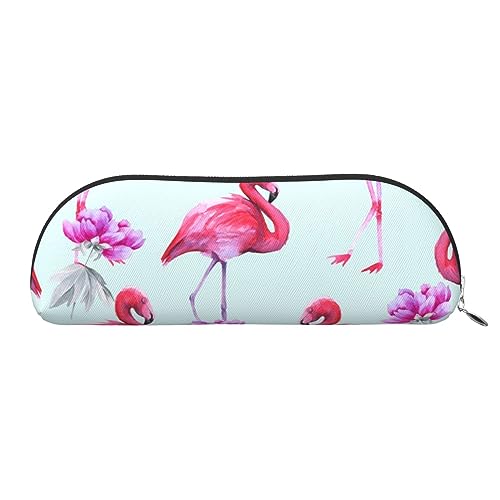 IguaTu Rosa Flamingos Leder Bleistift Tasche - Kosmetiktasche mit glattem Reißverschluss - Münztasche - Büro Schreibwaren Organizer, silber, Einheitsgröße, Schulranzen von IguaTu