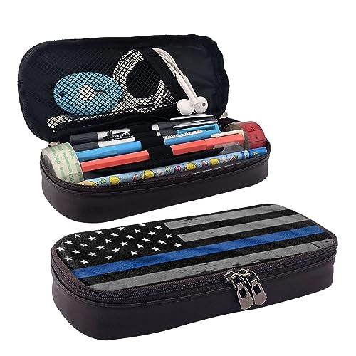 IguaTu Rosa Marmor Textur Federmäppchen Große Kapazität Bedrucktes Federmäppchen Schreibwaren Organizer für Schule Bürobedarf, American Thin Blue Line Flagge, Einheitsgröße, Beauty Case von IguaTu