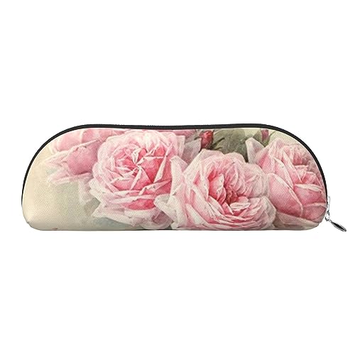 IguaTu Rosa Vintage Rose Leder Bleistift Tasche - Kosmetiktasche mit glattem Reißverschluss - Münztasche - Büro Schreibwaren Organizer, silber, Einheitsgröße, Schulranzen von IguaTu