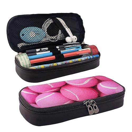 IguaTu Rot Weiß Federmäppchen Große Kapazität Bedrucktes Federmäppchen Schreibwaren Organizer für Schule Bürobedarf, Hellrosa Tennisbälle., Einheitsgröße, Beauty Case von IguaTu