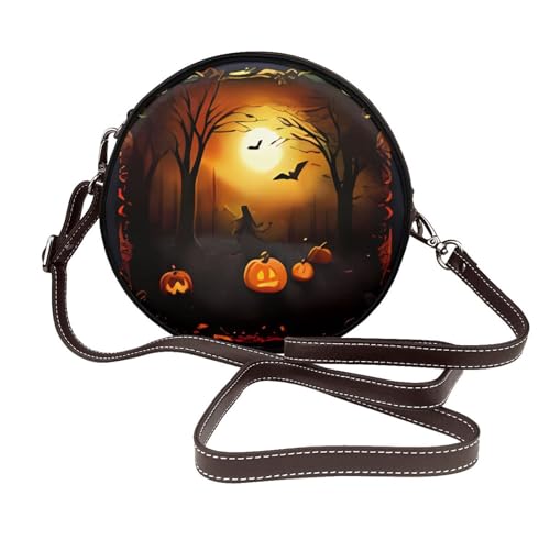 IguaTu Runde Schultertasche für Damen aus Leder für Halloween-Partys, mit abnehmbarem Riemen, stilvolle Umhängetasche, Halloween Party, Einheitsgröße IguaTu Runde Schultertasche für Damen aus Leder für Halloween-Partys, mit abnehmbarem Riemen, stilvolle Umhängetasche, Halloween Party, Einheitsgröße von IguaTu