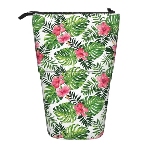 IguaTu Running Black Horses erweiterbares Federmäppchen, Teleskop-Schreibwaren-Organizer, strapazierfähiges Oxford-Gewebe, Mehrzweck-Tasche für Stifte, Make-up, Tropische Blätter, Einheitsgröße, von IguaTu