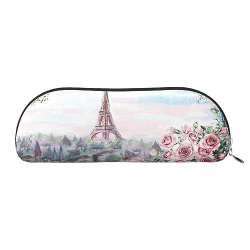 IguaTu Schöne Tower Paris Leder Bleistift Tasche - Kosmetiktasche mit glattem Reißverschluss - Münztasche - Büro Schreibwaren Organizer, silber, Einheitsgröße, Schulranzen von IguaTu