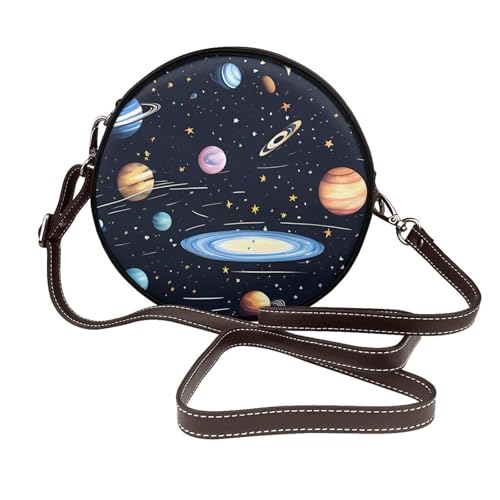 IguaTu Schultertasche für Damen mit abnehmbarem Riemen, Motiv: Elefant und Sonnenblumen, aus Leder, mit abnehmbarem Riemen, stilvolle Umhängetasche, runde Geldbörse, The Solar Family, Einheitsgröße IguaTu Schultertasche für Damen mit abnehmbarem Riemen, Motiv: Elefant und Sonnenblumen, aus Leder, mit abnehmbarem Riemen, stilvolle Umhängetasche, runde Geldbörse, The Solar Family, Einheitsgröße von IguaTu