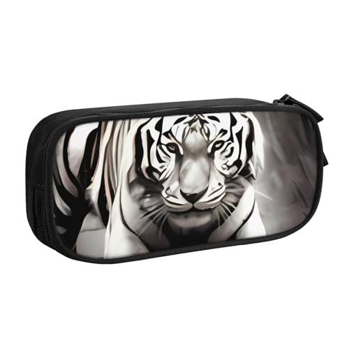 IguaTu Schwarzer und weißer Tiger Federmäppchen mit großer Kapazität – doppellagiger Schreibwaren-Organizer für Schule, Büro, Reisen, Schwarz , Einheitsgröße, Kosmetikkoffer IguaTu Schwarzer und weißer Tiger Federmäppchen mit großer Kapazität – doppellagiger Schreibwaren-Organizer für Schule, Büro, Reisen, Schwarz , Einheitsgröße, Kosmetikkoffer von IguaTu
