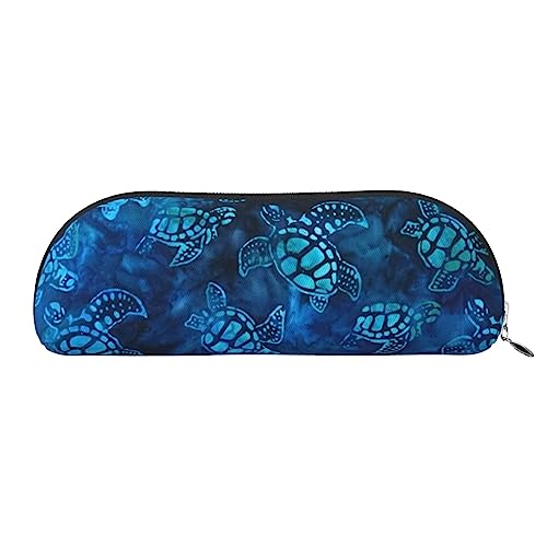 IguaTu Sea Turtle-Blue Leather Pencil Pouch - Cosmetic Bag with Smooth Zip - Coin Bag - Office Stationery Organizer, silber, Einheitsgröße, Schulranzen von IguaTu