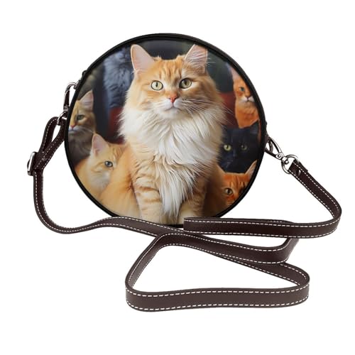 IguaTu Smile Dolphin Round Leather Shoulder Bag for Women with Detachable Strap Stylish Crossbody Circle Purse, Katzen und Tiere, Einheitsgröße IguaTu Smile Dolphin Round Leather Shoulder Bag for Women with Detachable Strap Stylish Crossbody Circle Purse, Katzen und Tiere, Einheitsgröße von IguaTu