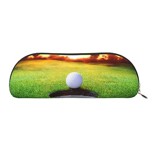 IguaTu Sport Golf Ball Sonnenuntergang Baum Leder Bleistift Tasche - Kosmetiktasche mit glattem Reißverschluss - Münztasche - Büro Schreibwaren Organizer, gold, Einheitsgröße, Schulranzen von IguaTu