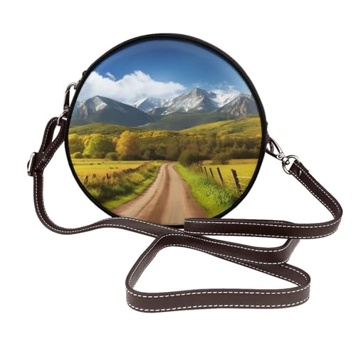IguaTu Strand-Golfplatz-Umhängetasche für Damen, rund, Leder, mit abnehmbarem Riemen, stilvolle Crossbody-Tasche, Countryside Road, Einheitsgröße IguaTu Strand-Golfplatz-Umhängetasche für Damen, rund, Leder, mit abnehmbarem Riemen, stilvolle Crossbody-Tasche, Countryside Road, Einheitsgröße von IguaTu