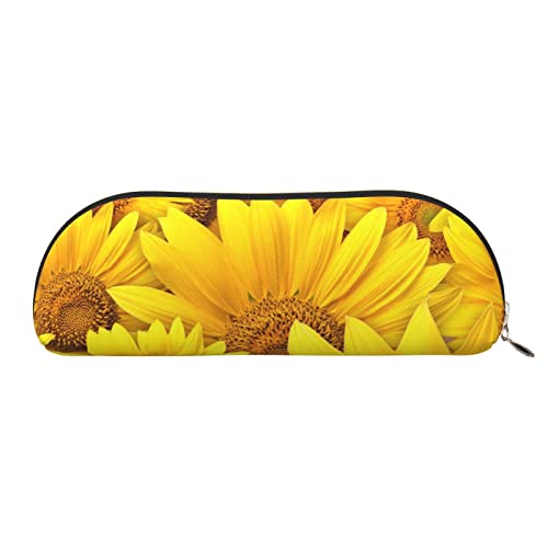 IguaTu Sunflowers Federmäppchen aus Leder, Kosmetiktasche mit glattem Reißverschluss, Münztasche, Bürobedarf, Organizer, gold, Einheitsgröße, Schulranzen von IguaTu