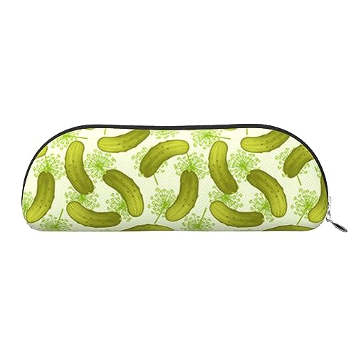 IguaTu Sushi Dill Pickles Federmäppchen aus Leder - Kosmetiktasche mit glattem Reißverschluss - Münztasche - Bürobedarf Organizer, silber, Einheitsgröße, Schulranzen von IguaTu