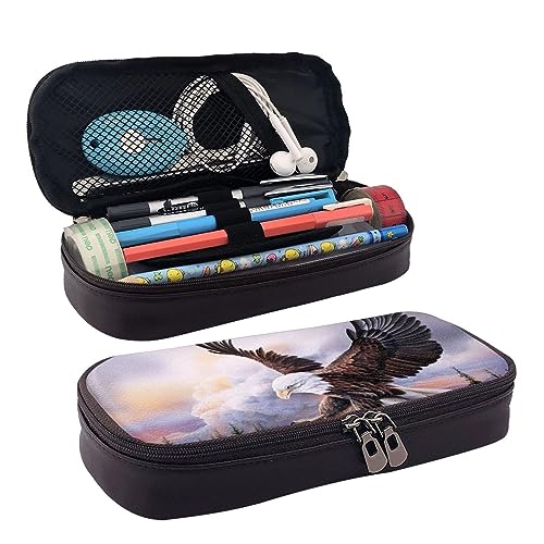 IguaTu Texas Bluebonnets Scenery Federmäppchen Große Kapazität Bedrucktes Federmäppchen Schreibwaren Organizer für Schule Bürobedarf, Bald Eagle, Einheitsgröße, Beauty Case von IguaTu