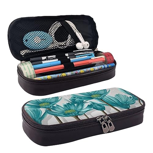 IguaTu Texas Bluebonnets Scenery Federmäppchen Große Kapazität Bedrucktes Federmäppchen Schreibwaren Organizer für Schule Bürobedarf, Blaugrün und weiß geblümt, Einheitsgröße, Beauty Case von IguaTu