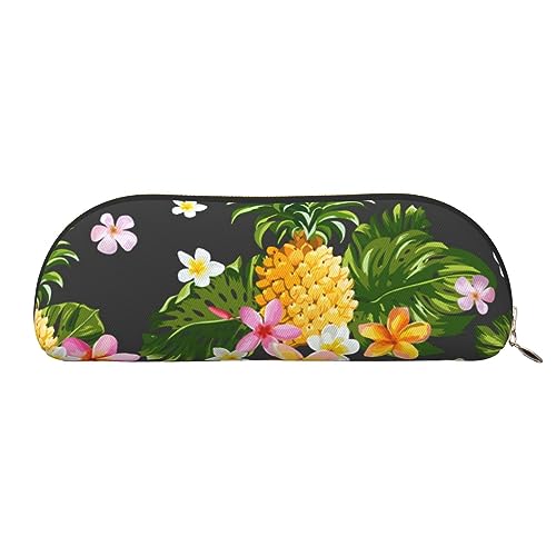 IguaTu Tropische Ananas Hawaii Leder Bleistift Tasche Kosmetiktasche mit glattem Reißverschluss Münzbeutel Büro Schreibwaren Organizer, gold, Einheitsgröße, Schulranzen von IguaTu