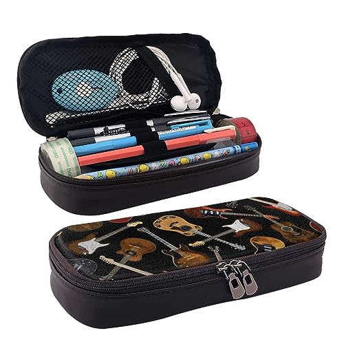 IguaTu Weihnachten Pinguin Federmäppchen Große Kapazität Bedrucktes Federmäppchen Schreibwaren Organizer für Schule Bürobedarf, Gitarren, Einheitsgröße, Beauty Case von IguaTu