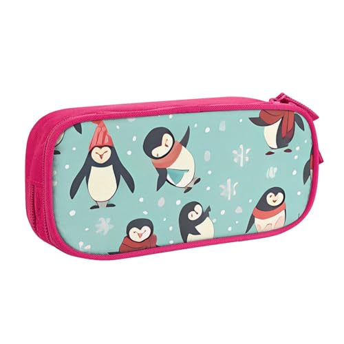 IguaTu Winter Weihnachten Pinguine Große Kapazität Federmäppchen - Doppellagiger Schreibwaren-Organizer für Schule, Büro, Reisen, rose, Einheitsgröße, Kosmetikkoffer von IguaTu