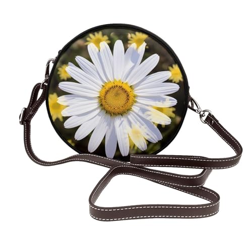 IguaTu Wolf at night Runde Leder-Umhängetasche für Damen mit abnehmbarem Riemen, stilvolle Crossbody-Kreis-Geldbörse, Wilde Gänseblümchen, Einheitsgröße IguaTu Wolf at night Runde Leder-Umhängetasche für Damen mit abnehmbarem Riemen, stilvolle Crossbody-Kreis-Geldbörse, Wilde Gänseblümchen, Einheitsgröße von IguaTu