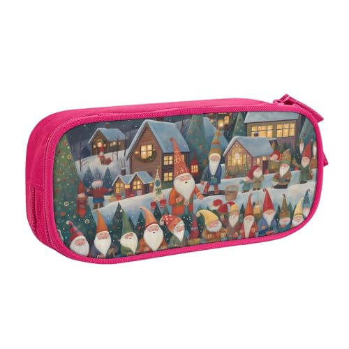 IguaTu Xmas Funny Gnomes Federmäppchen mit großer Kapazität – doppellagiger Schreibwaren-Organizer für Schule, Büro, Reisen, rose, Einheitsgröße, Kosmetikkoffer von IguaTu