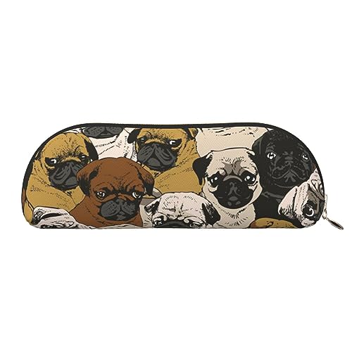 Imagen De Pug Federmäppchen aus Leder - Kosmetiktasche mit glattem Reißverschluss - Münztasche - Büromaterial Organizer, gold, Einheitsgröße, Schulranzen von IguaTu