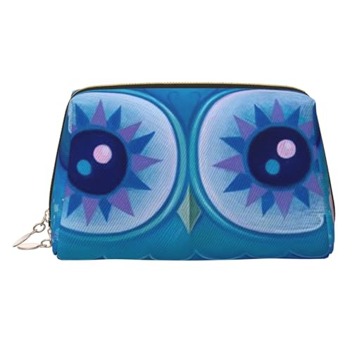 Kosmetiktasche aus Leder mit Weihnachtsverzierung, Reise-Kulturbeutel, tragbare PVC-Kosmetiktasche für Damen, blaue eule, Einheitsgröße von IguaTu