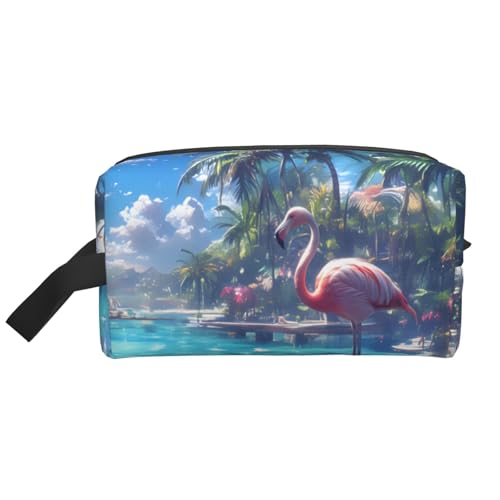 Magic Witch Witchcraft Bohemian Drawing Water-Resistant Travel Toiletry Organizer Bag, Large Capacity Portable Cosmetic Storage for Gym/Daily Essentials, Flamingo und Schwimmbad1, Einheitsgröße von IguaTu