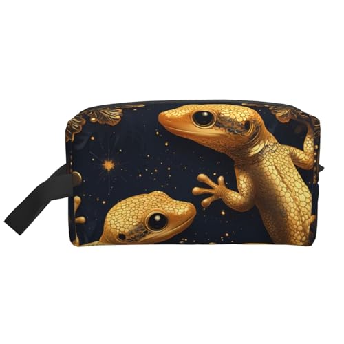 Magic Witch Witchcraft Bohemian Drawing Water-Resistant Travel Toiletry Organizer Bag, Large Capacity Portable Cosmetic Storage for Gym/Daily Essentials, Gecko-Eidechsen, Einheitsgröße von IguaTu