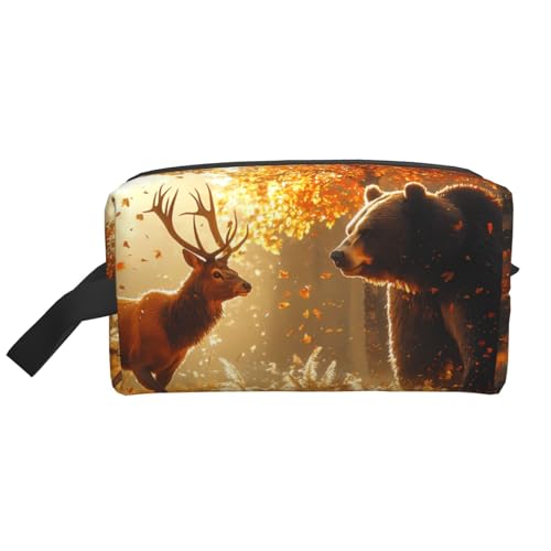 Magic Witch Witchcraft Bohemian Drawing Water-Resistant Travel Toiletry Organizer Bag, Large Capacity Portable Cosmetic Storage for Gym/Daily Essentials, Jagd Hirsch Bär Hirsch, Einheitsgröße von IguaTu