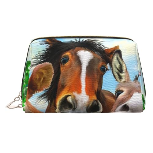 Make-up-Tasche aus Leder mit Bauernhoftieren – tragbare PVC-Kosmetiktasche für Damen, Bauernhoftiere, Einheitsgröße von IguaTu
