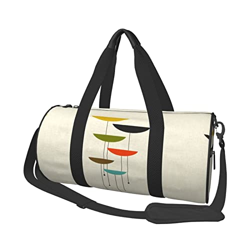 Runde Reisetasche, faltbare Sporttasche, große Kapazität, niedliche Faultier-Übernachtungstasche, geeignet für Männer und Frauen, Moderne Drucke von Mid Century, Einheitsgröße von IguaTu