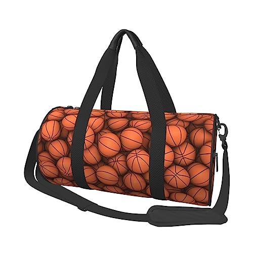 Runde Reisetasche Faltbare Sporttasche Große Kapazität Fußball Übernachtungstasche Geeignet für Männer und Frauen, Basketball orange, Einheitsgröße von IguaTu