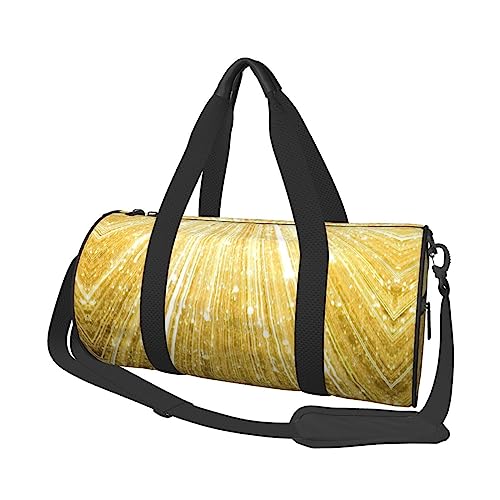 Runde Reisetasche Faltbare Sporttasche Große Kapazität Happy New Year Übernachtungstasche Geeignet für Männer und Frauen, Gold Bling, Einheitsgröße von IguaTu